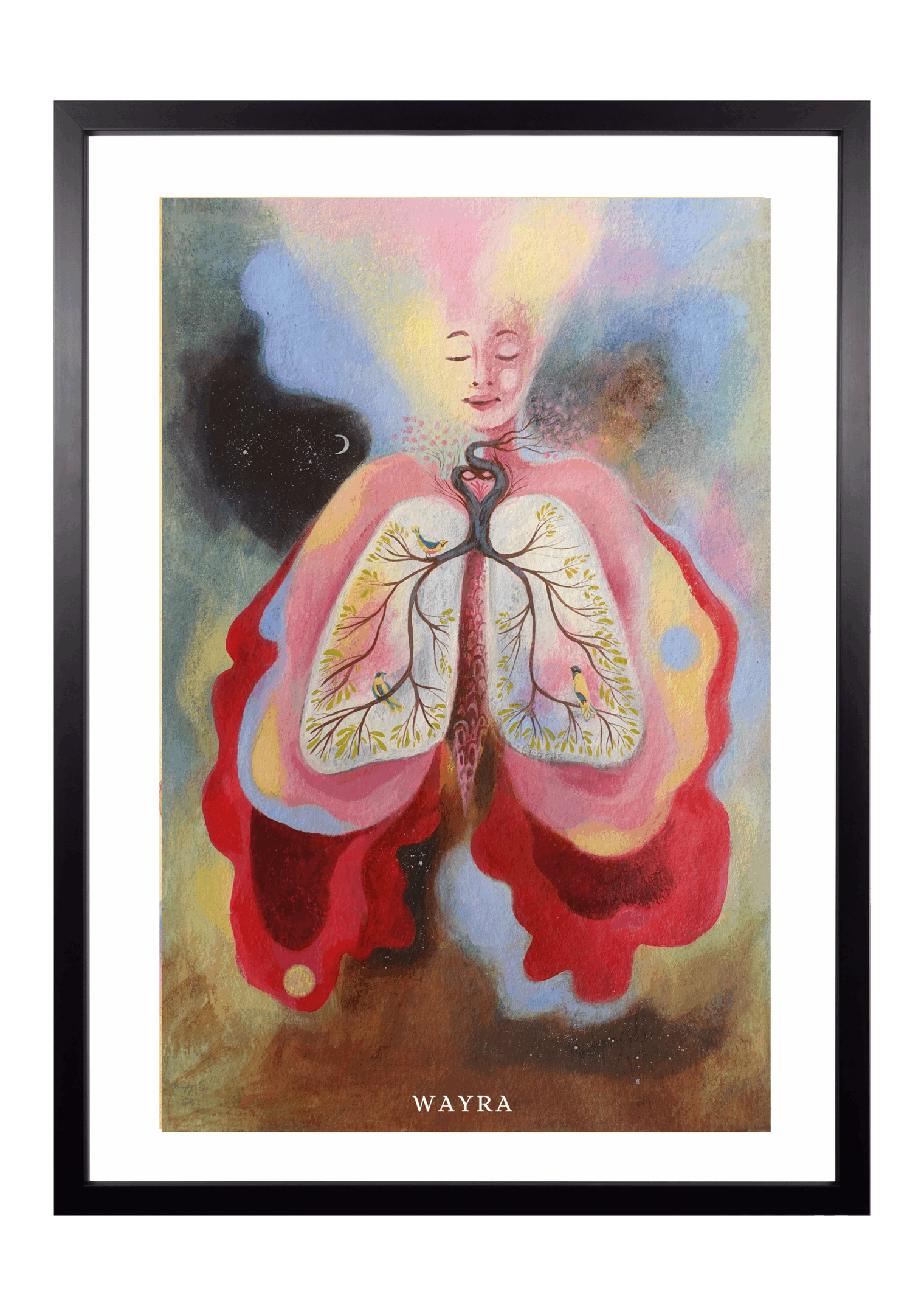 Spiritueller Fine-Art-Kunstdruck einer Frau mit symbolischer Lunge als Baum von Wayra Arts