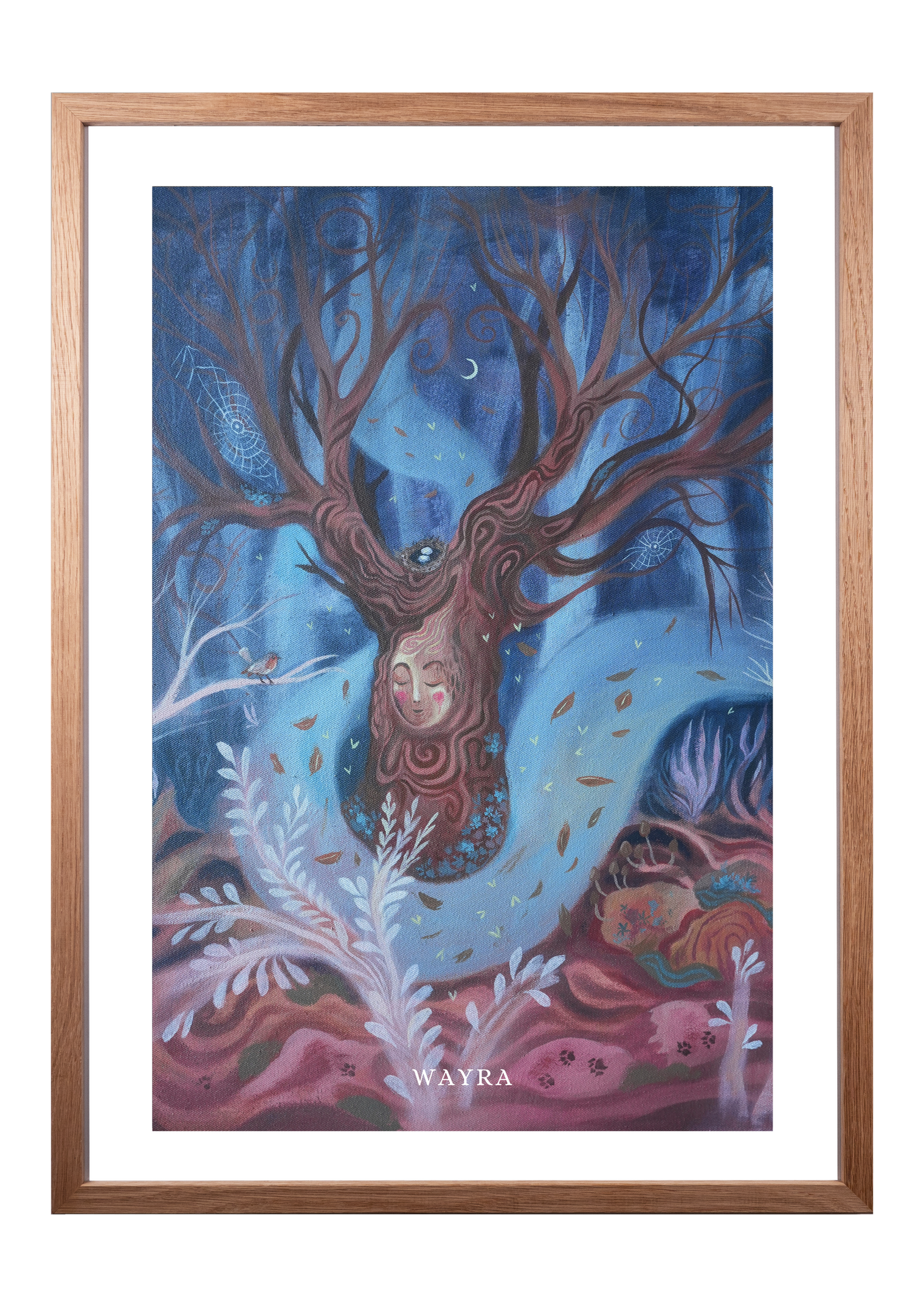 Fine-Art-Kunstdruck einer alten Linde mit Gesicht in einer mystischen Waldlandschaft von Wayra Arts