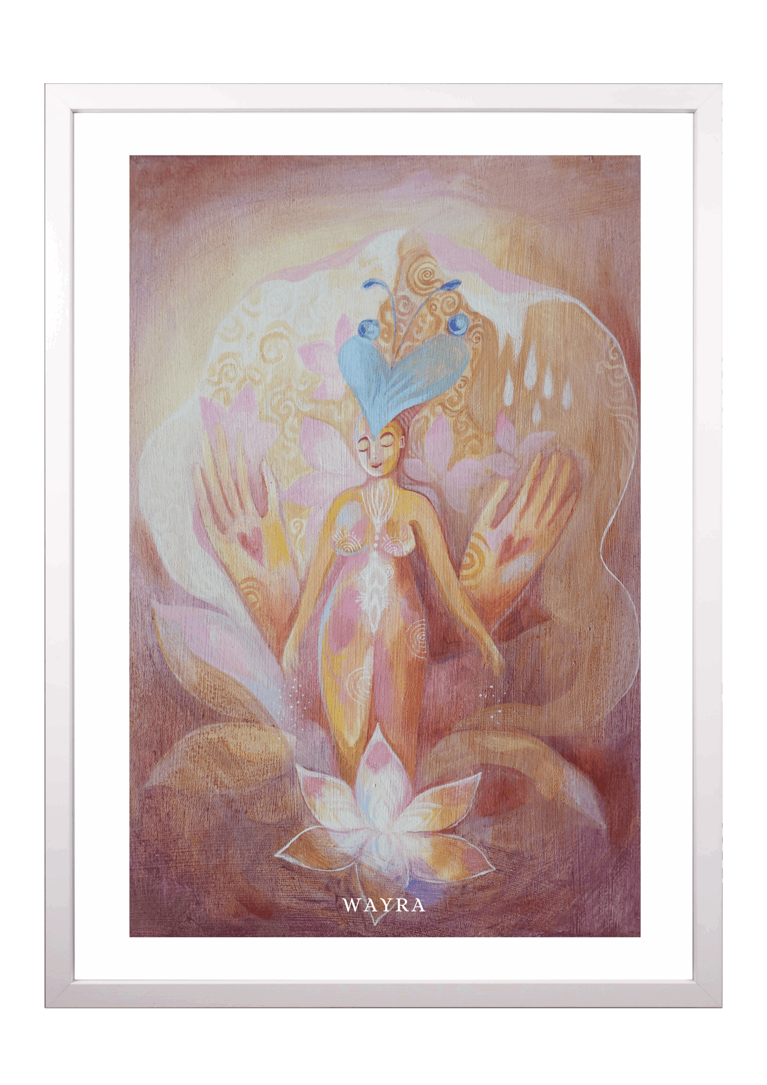 Spiritueller Fine-Art-Kunstdruck einer Frau, umgeben von schützenden Händen und Lotusblüte von Wayra Arts