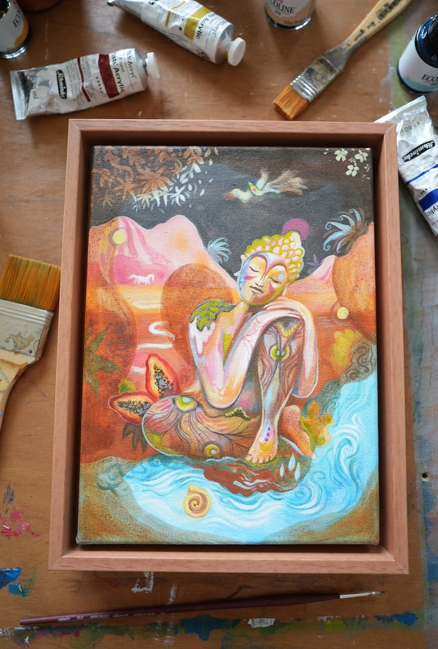 Der träumende Buddha – exklusives Original-Kunstwerk (inkl. Rahmung)