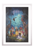 Spiritueller Fine-Art-Kunstdruck eines Frauenkreises im Wald mit Bären, Adler und Wolf von Wayra Arts