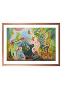 Spiritueller Fine-Art-Kunstdruck mit Tieren des Regenwaldes und einer menschlichen Figur von Wayra Arts