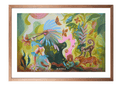Spiritueller Fine-Art-Kunstdruck mit Tieren des Regenwaldes und einer menschlichen Figur von Wayra Arts