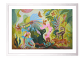 Spiritueller Fine-Art-Kunstdruck mit Tieren des Regenwaldes und einer menschlichen Figur von Wayra Arts