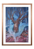 Fine-Art-Kunstdruck einer alten Linde mit Gesicht in einer mystischen Waldlandschaft von Wayra Arts