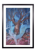 Fine-Art-Kunstdruck einer alten Linde mit Gesicht in einer mystischen Waldlandschaft von Wayra Arts