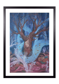 Fine-Art-Kunstdruck einer alten Linde mit Gesicht in einer mystischen Waldlandschaft von Wayra Arts