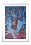 Fine-Art-Kunstdruck einer alten Linde mit Gesicht in einer mystischen Waldlandschaft von Wayra Arts