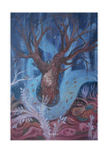 Fine-Art-Kunstdruck einer alten Linde mit Gesicht in einer mystischen Waldlandschaft von Wayra Arts
