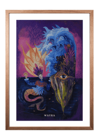 Fine-Art-Kunstdruck einer mystischen Meereslandschaft mit Wellen, Frau und Pflanzen von Wayra Arts