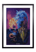 Fine-Art-Kunstdruck einer mystischen Meereslandschaft mit Wellen, Frau und Pflanzen von Wayra Arts