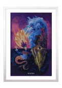 Fine-Art-Kunstdruck einer mystischen Meereslandschaft mit Wellen, Frau und Pflanzen von Wayra Arts
