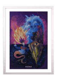Fine-Art-Kunstdruck einer mystischen Meereslandschaft mit Wellen, Frau und Pflanzen von Wayra Arts