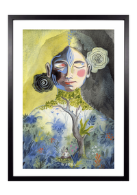 Fine-Art-Kunstdruck einer meditierenden Frau mit Baum und Naturmotiven von Wayra Arts