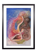 Fine-Art-Kunstdruck einer Frau mit Flügeln und fließenden Naturformen von Wayra Arts