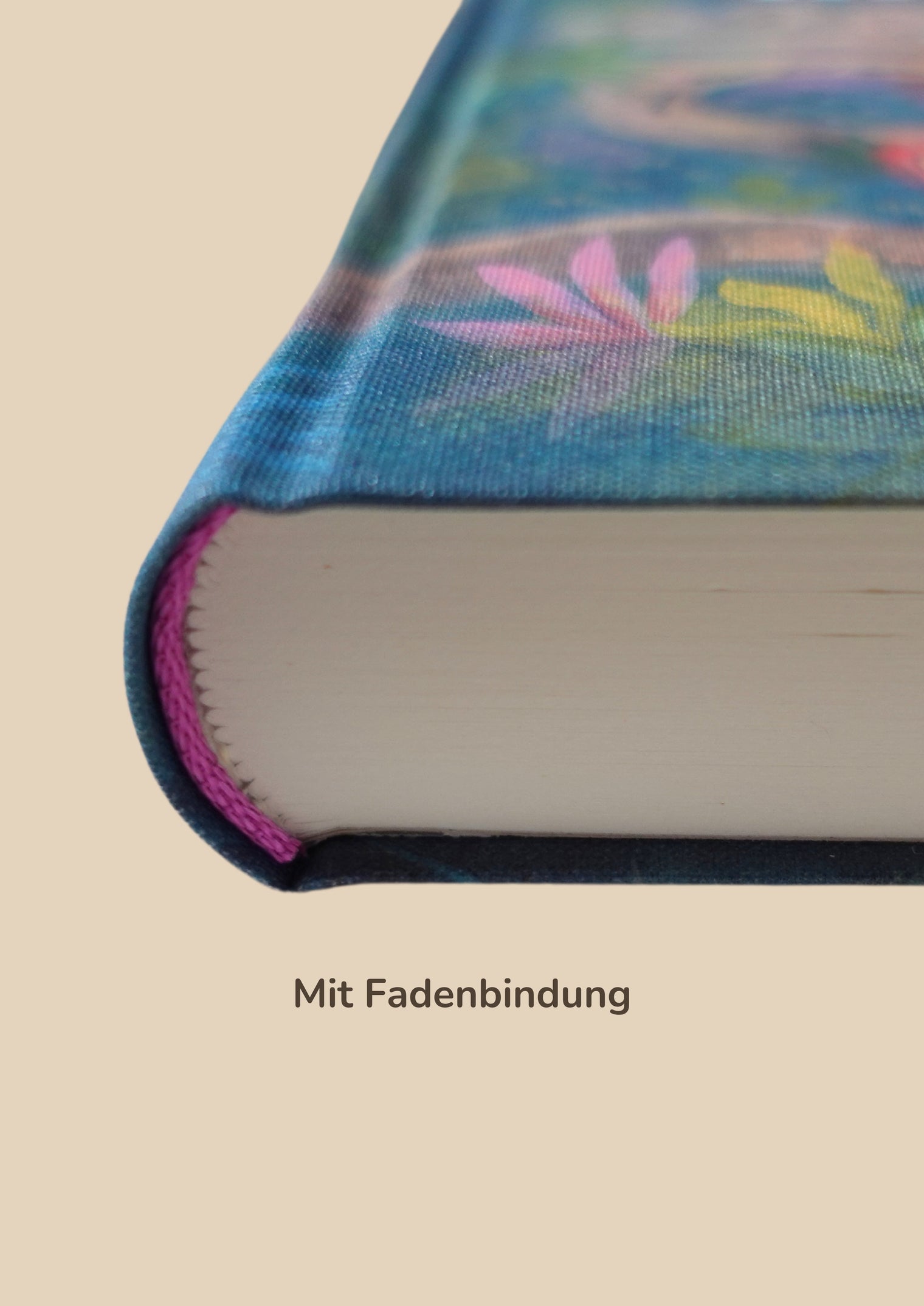 Cover mit Leinen „Noch in diesem Leben“ mit Texten und Illustrationen von Nora Teichert