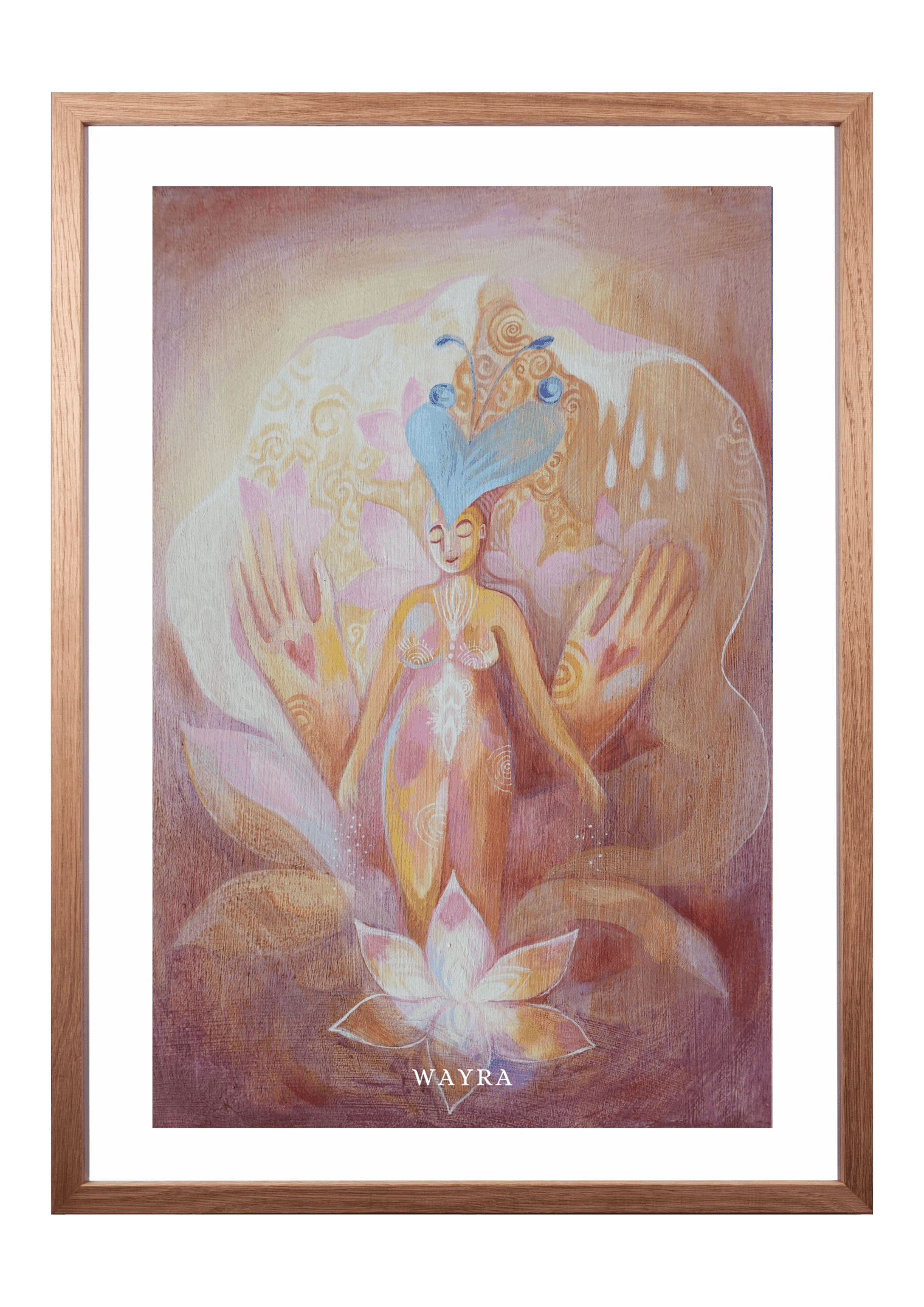 Spiritueller Fine-Art-Kunstdruck einer Frau, umgeben von schützenden Händen und Lotusblüte von Wayra Arts