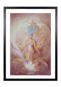 Spiritueller Fine-Art-Kunstdruck einer Frau, umgeben von schützenden Händen und Lotusblüte von Wayra Arts