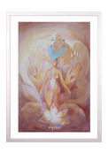 Spiritueller Fine-Art-Kunstdruck einer Frau, umgeben von schützenden Händen und Lotusblüte von Wayra Arts
