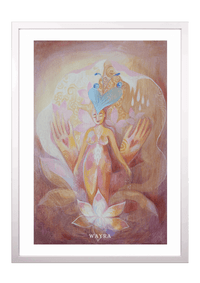 Spiritueller Fine-Art-Kunstdruck einer Frau, umgeben von schützenden Händen und Lotusblüte von Wayra Arts