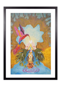 Hochwertiger Fine-Art-Print eines mystischen Gemäldes mit Kolibri und weiblicher Figur