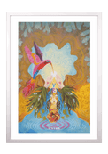 Hochwertiger Fine-Art-Print eines mystischen Gemäldes mit Kolibri und weiblicher Figur