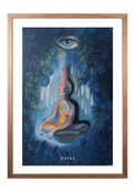 Spiritueller Fine-Art-Kunstdruck einer meditierenden Frau in einer mystischen Waldlandschaft von Wayra Arts