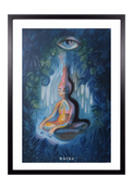 Spiritueller Fine-Art-Kunstdruck einer meditierenden Frau in einer mystischen Waldlandschaft von Wayra Arts