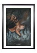 Fine-Art-Kunstdruck eines mystischen Waldkauzes in einer nächtlichen Waldlandschaft von Wayra Arts