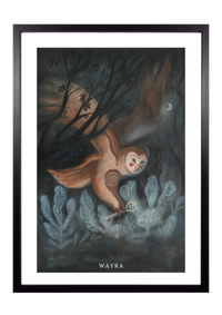 Fine-Art-Kunstdruck eines mystischen Waldkauzes in einer nächtlichen Waldlandschaft von Wayra Arts