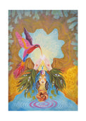 Hochwertiger Fine-Art-Print eines mystischen Gemäldes mit Kolibri und weiblicher Figur