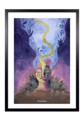 Fine-Art-Kunstdruck einer meditativen Frau mit Pflanzen und Heilmantra RA MA DA SA von Wayra Arts