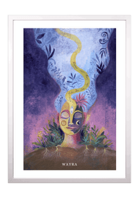 Fine-Art-Kunstdruck einer meditativen Frau mit Pflanzen und Heilmantra RA MA DA SA von Wayra Arts