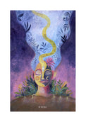 Fine-Art-Kunstdruck einer meditativen Frau mit Pflanzen und Heilmantra RA MA DA SA von Wayra Arts